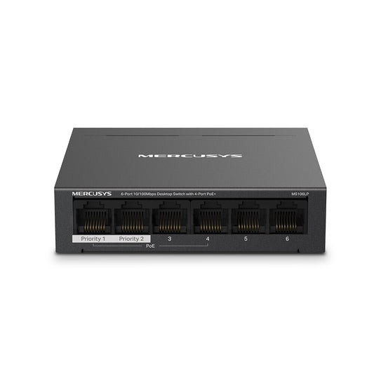 Mercusys MS106LP nätverksswitchar hanterad Fast Ethernet (10/100) Strömförsörjning via Ethernet (PoE) stöd Svart