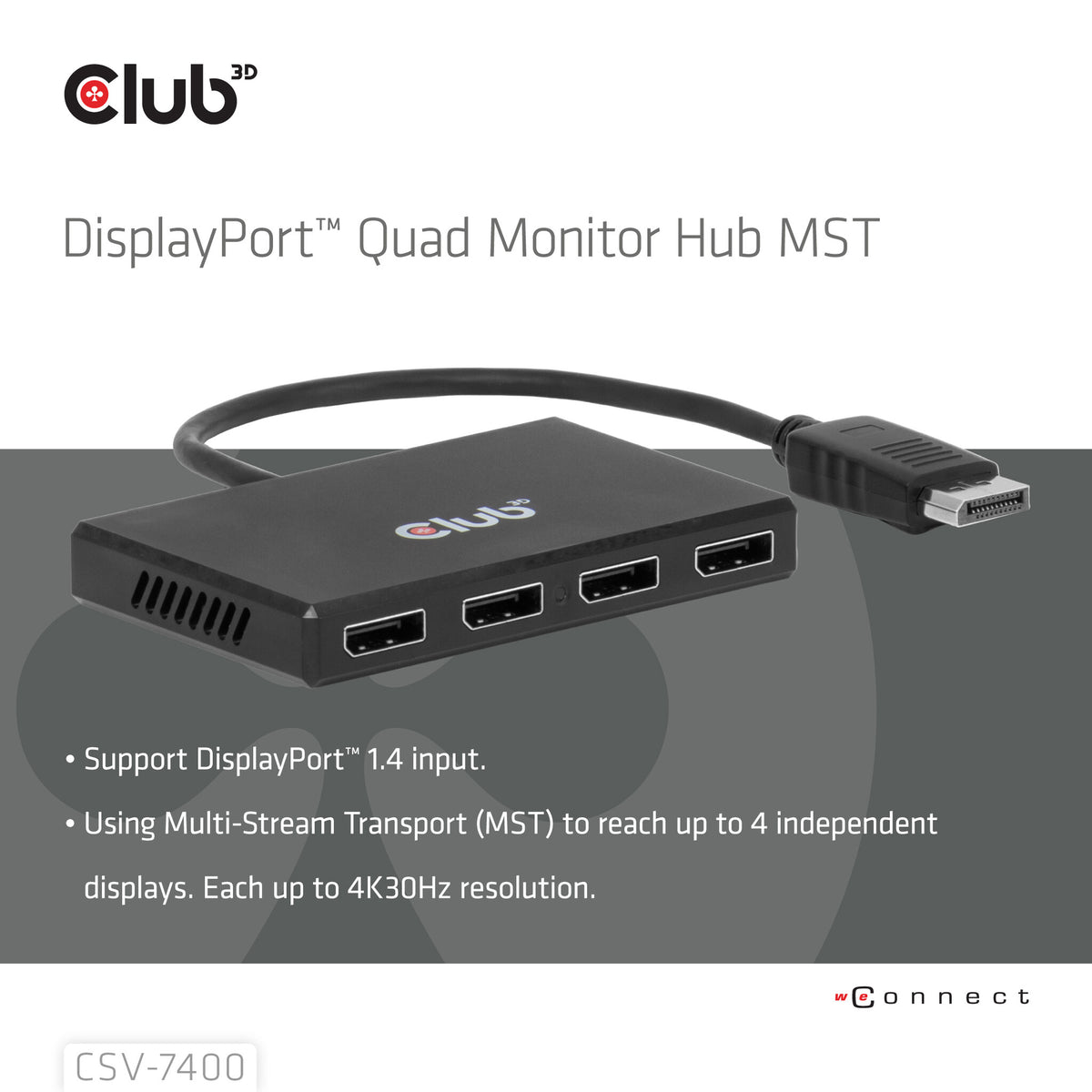 CLUB3D CSV-7400 bilddelare DisplayPort 4x DisplayPort