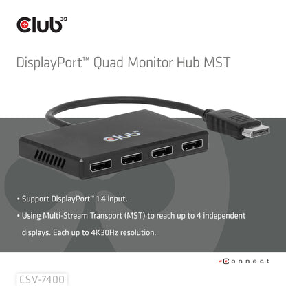 CLUB3D CSV-7400 bilddelare DisplayPort 4x DisplayPort