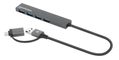 Manhattan 181006 gränssnittshubbar USB 3.2 Gen 1 (3.1 Gen 1) Type-A 5000 Mbit/s Grå