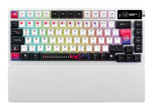 ASUS ROG Azoth X tangentbord Spela USB + RF Wireless + Bluetooth QWERTZ Vit