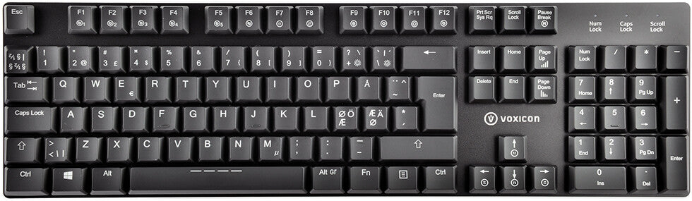 Voxicon DK-GR8-9 tangentbord Spela USB Nordic Svart
