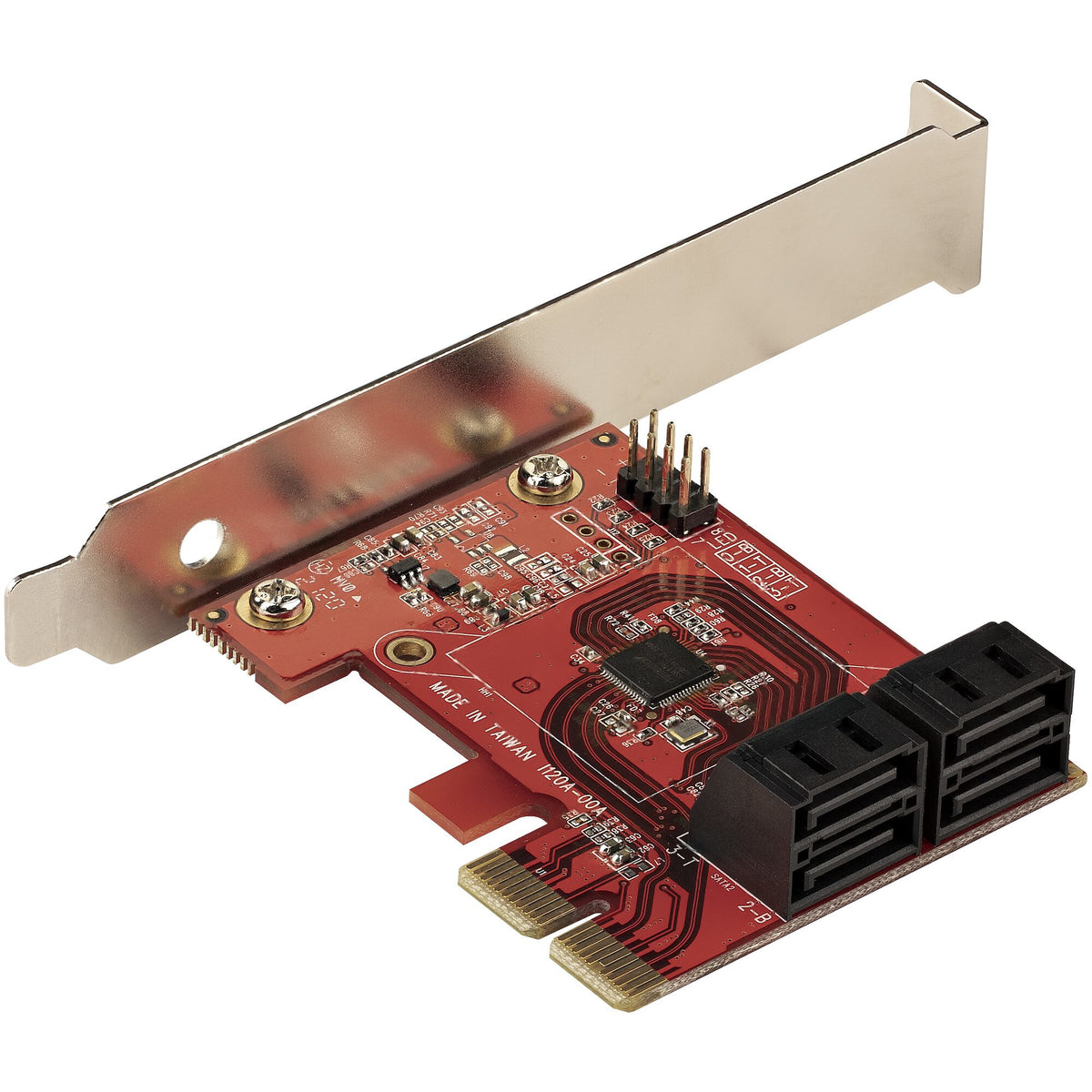 StarTech.com SATA PCIe-kort - PCIe SATA-expansionskort med 4 portar - 6 Gbps - Lågprofilfäste - Staplade SATA-kontakter - ASM1164 Non-Raid - PCI Express till SATA-omvandlare