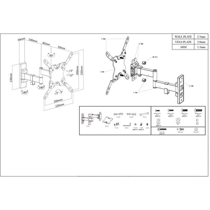 Manhattan 461405 tv-fäste 106,7 cm (42") Svart