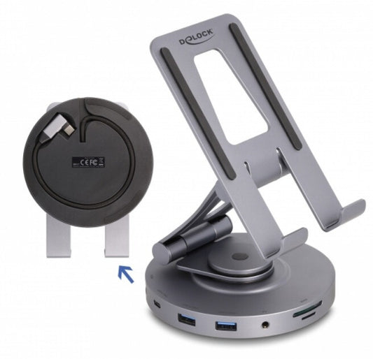 DeLOCK 88017 dockningsstationer för bärbara datorer Kabel USB 3.2 Gen 1 (3.1 Gen 1) Type-A + Type-C Grå