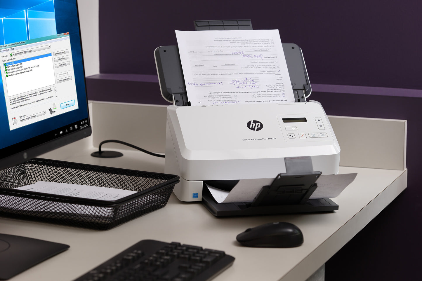 HP ScanJet Enterprise Flow 7000 s3 Arkmatad skanner 600 x 600 DPI A4 Vit