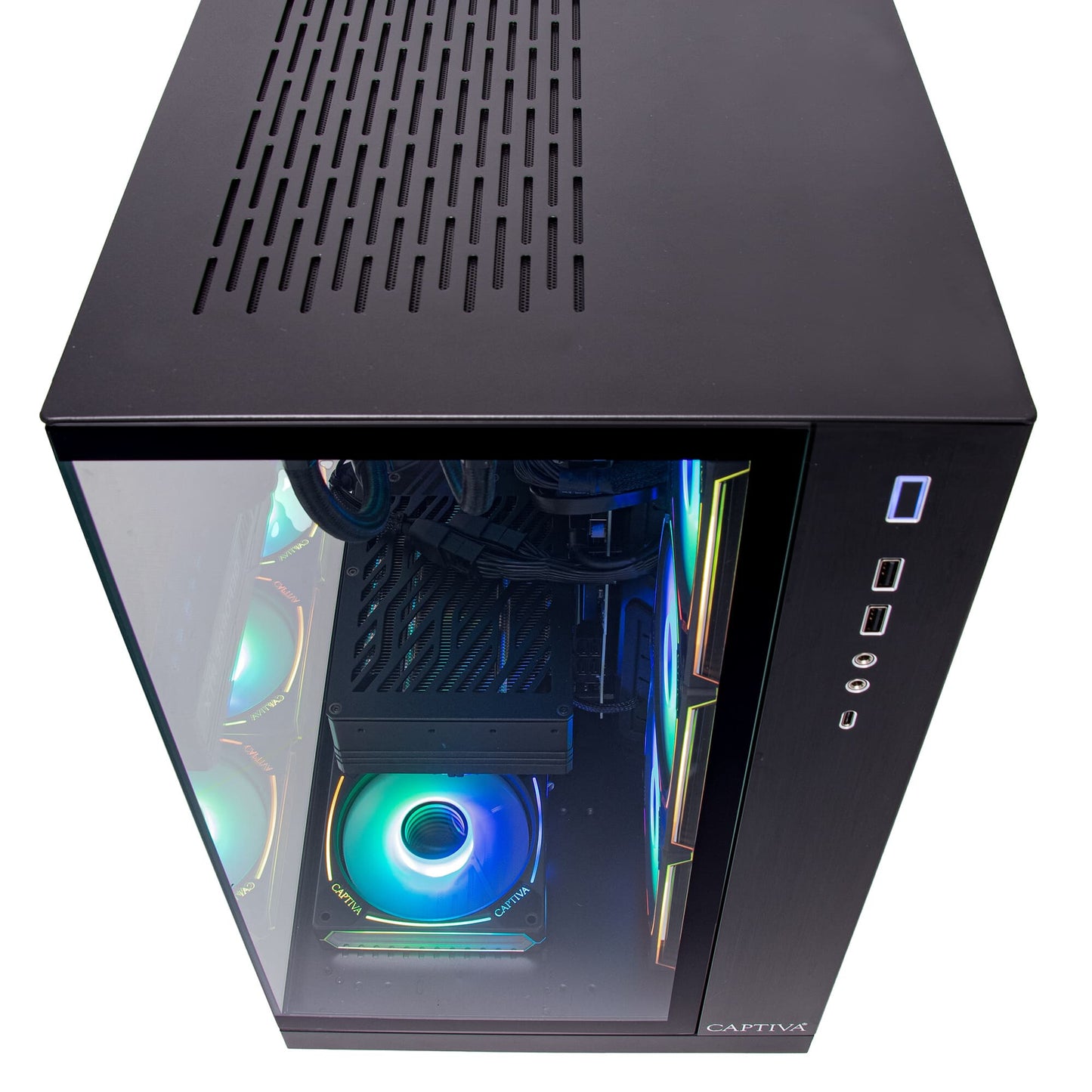 CAPTIVA Highend Gaming I73-925 Intel® Core™ i9 i9-13900KF 64 GB DDR5-SDRAM 2 TB SSD NVIDIA GeForce RTX 4070 Windows 11 Home Skrivbord PC Svart