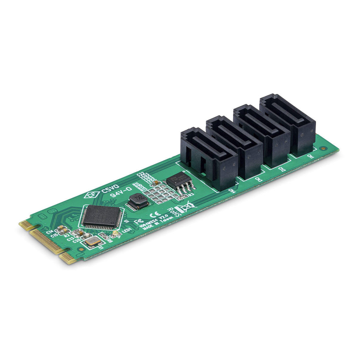 StarTech.com 4-ports M.2 till SATA-kortadapter, M.2 PCIe 3.0 till SATA HDD/SSD-expansionskort, ASM1064-chipset, M.2 NVMe till 4x HDD/SSD för Windows/macOS/Linux