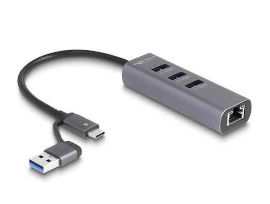 DeLOCK 64282 dockningsstationer för bärbara datorer Kabel USB 3.2 Gen 1 (3.1 Gen 1) Type-C Grå