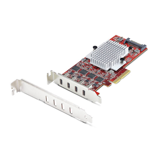 StarTech.com USB Type-C PCIe-kort med fyra portar, USB 3.2 10 Gbps, USB-C PCI Express-expansionskort, fyra oberoende USB-kontroller, Windows/Linux/macOS, TAA-kompatibelt