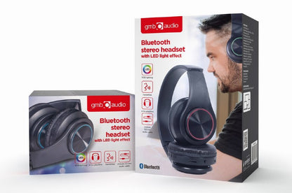 Gembird BHP-LED-01 hörlur och headset Kabel & Trådlös Huvudband Musik/vardag Micro-USB Bluetooth Svart