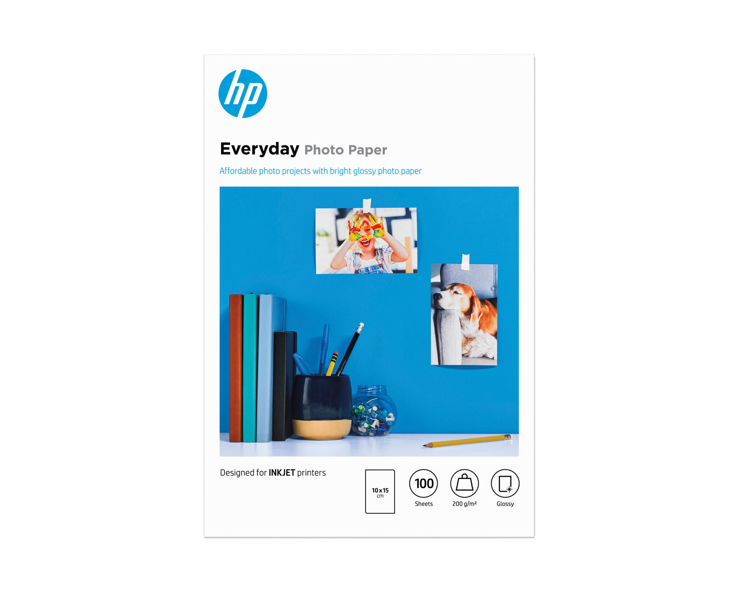 HP Everyday Photo-papper, glättat, 200 g/m2, 10 x 15 cm (101 x 152 mm), 100 ark