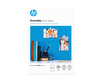 HP Everyday Photo-papper, glättat, 200 g/m2, 10 x 15 cm (101 x 152 mm), 100 ark