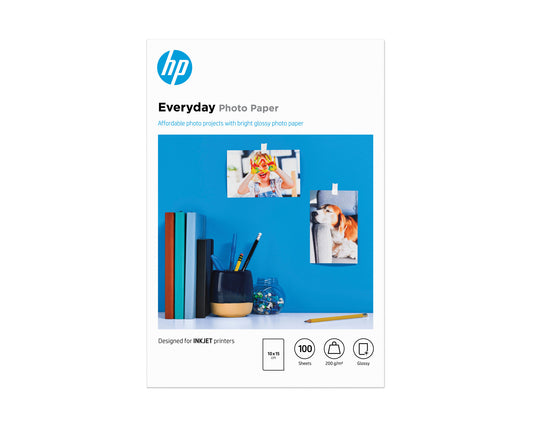 HP Everyday Photo-papper, glättat, 200 g/m2, 10 x 15 cm (101 x 152 mm), 100 ark