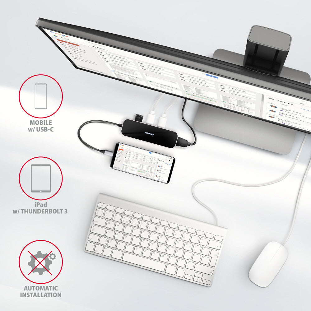 Axagon HMC-6H4A dockningsstationer för bärbara datorer Kabel USB 3.2 Gen 1 (3.1 Gen 1) Type-C Svart, Grå
