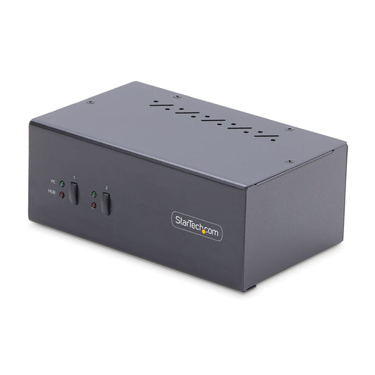 StarTech.com DisplayPort KVM-switch med två portar för dubbla bildskärmar, 4K 60 Hz, 2x USB 5 Gbps-hubbportar, 2x USB 2.0 HID-portar, växling med genvägskommando och tryckknapp, TAA-kompatibel - ESD-skydd på nivå 3