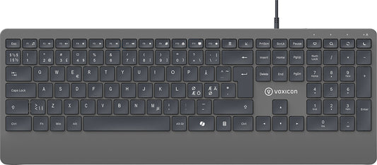 Voxicon DK-320W tangentbord Hem / Kontor USB QWERTY Nordic Grå