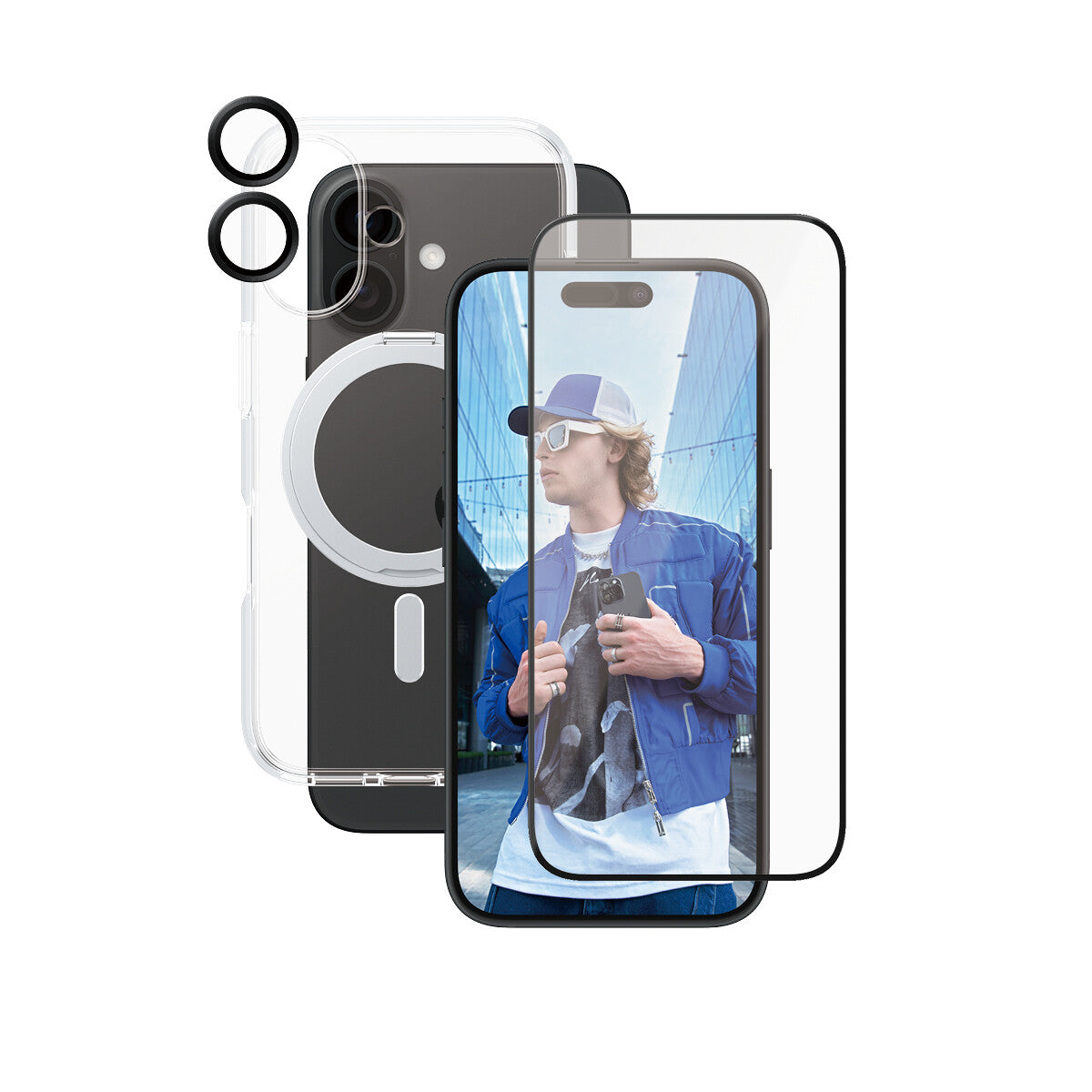 PanzerGlass CARE™ by ® 3-in-1 Ceramic Bundle iPhone 16 mobiltelefonfodral Mobilskal Transparent