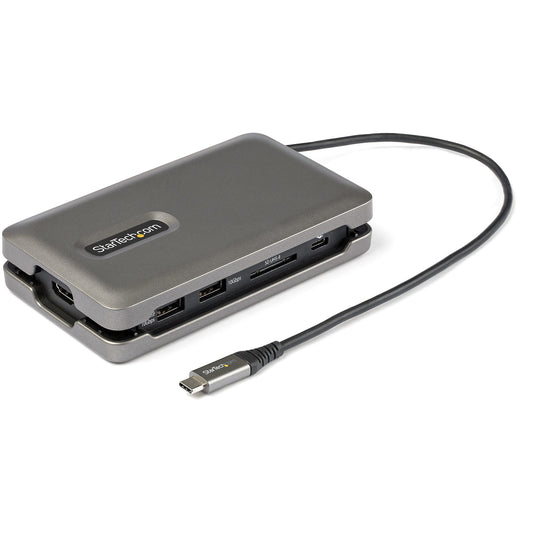 StarTech.com USB C-multiportadapter - USB C till 4K 60 Hz HDMI 2.0 - 2-Port 10 Gbps USB-hubb - 100 W Power Delivery Pass-through - GbE - SD/MicroSD - USB Type-C-mini-dockningsstation - 25 cm kabel
