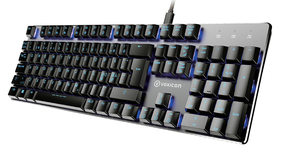 Voxicon DK-GR8-9 tangentbord Spela USB Nordic Svart