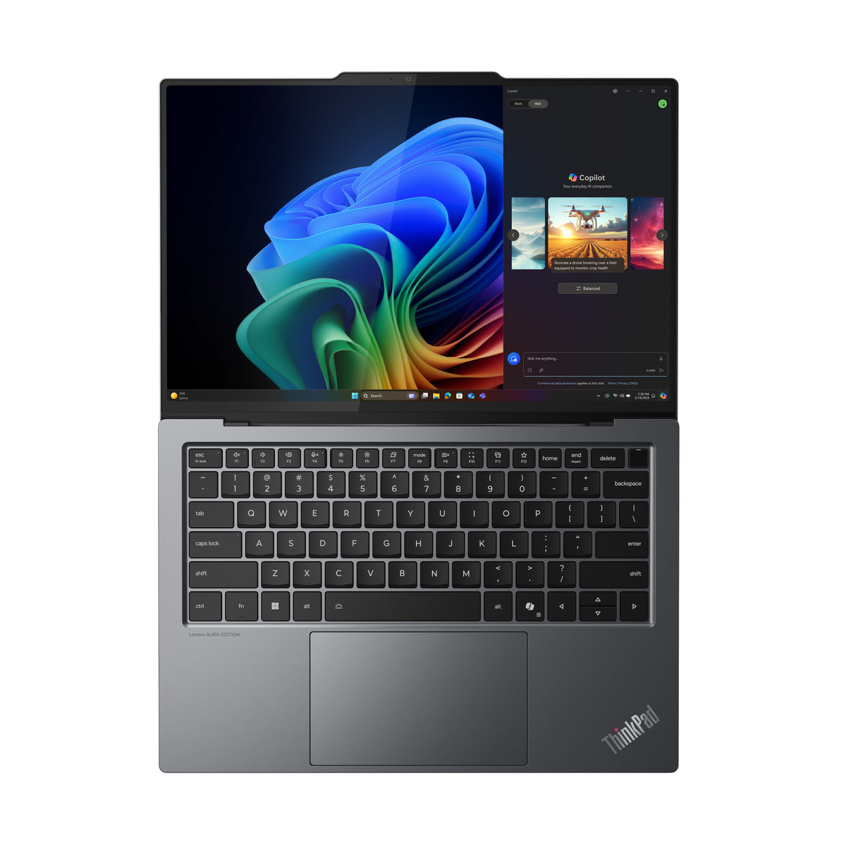 Lenovo ThinkPad X9-14 Gen 1 Aura Edition Copilot+ PC Intel Core Ultra 5 228V Bärbar dator 35,6 cm (14") WUXGA 32 GB LPDDR5x-SDRAM 512 GB SSD Wi-Fi 7 (802.11be) Windows 11 Pro Nordic Grå