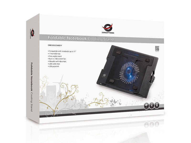 Conceptronic CNBCOOLSTAND1F kylningsdynor för bärbara datorer 43,2 cm (17") Svart