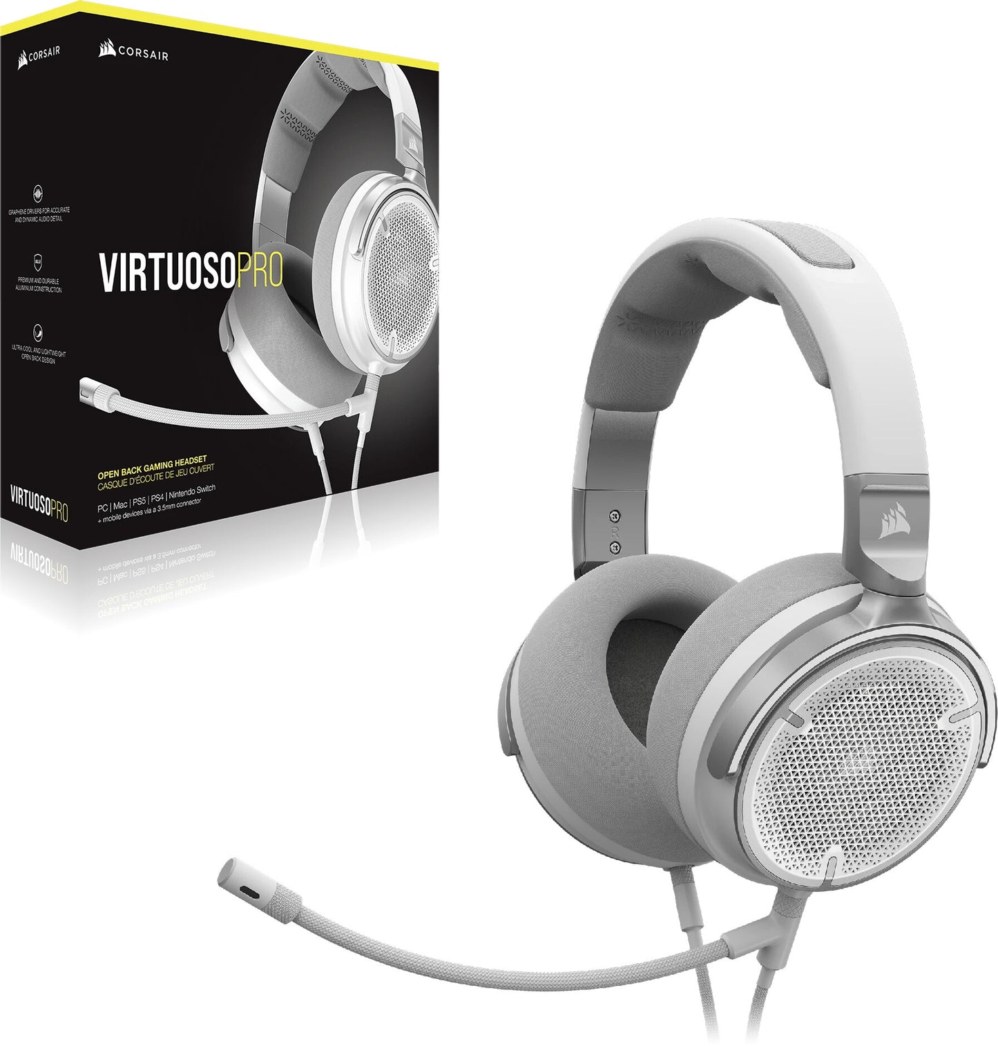 Corsair VIRTUOSO PRO Headset Kabel Huvudband Spela Vit