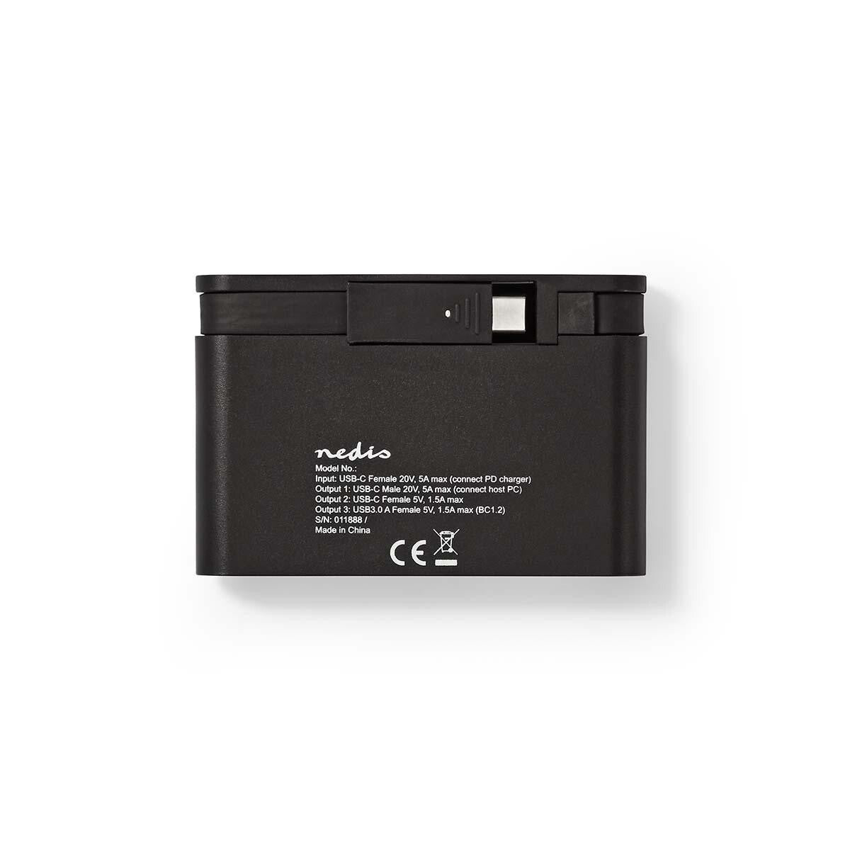 Nedis TCARF220BK dockningsstationer för bärbara datorer USB 3.2 Gen 1 (3.1 Gen 1) Type-C Svart