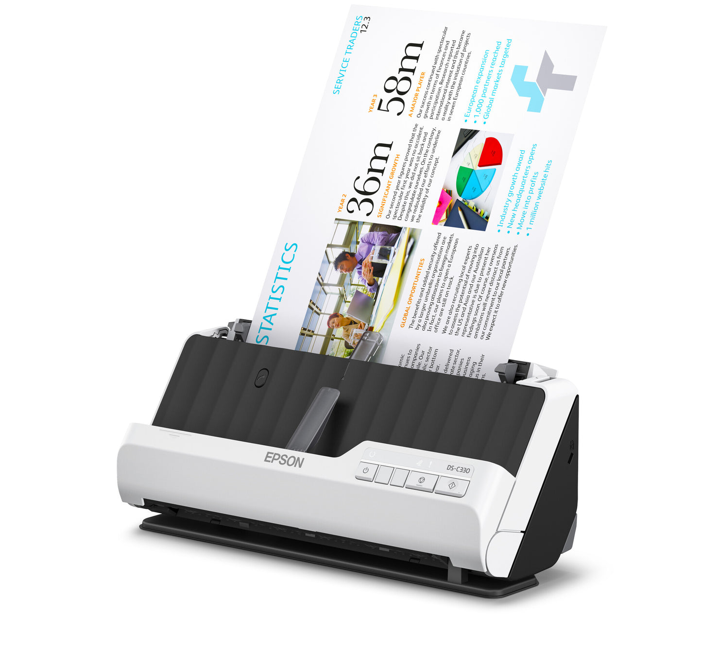 Epson DS-C330 ADF + arkmatad scanner 600 x 600 DPI A4 Svart, Vit