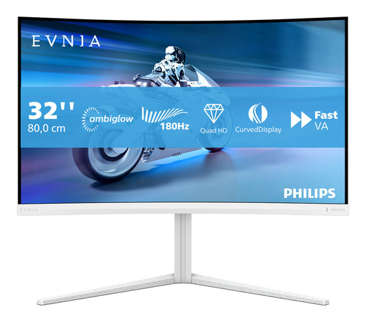 Philips Evnia 5000 32M2C5501/00 platta pc-skärmar 80 cm (31.5") 2560 x 1440 pixlar Quad HD LCD Vit