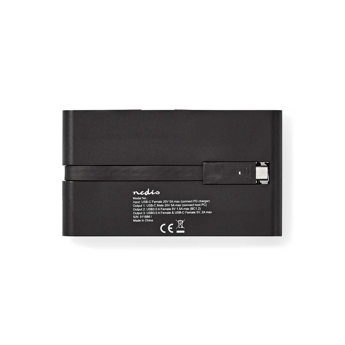 Nedis TCARFD200BK dockningsstationer för bärbara datorer USB 3.2 Gen 1 (3.1 Gen 1) Type-C Svart
