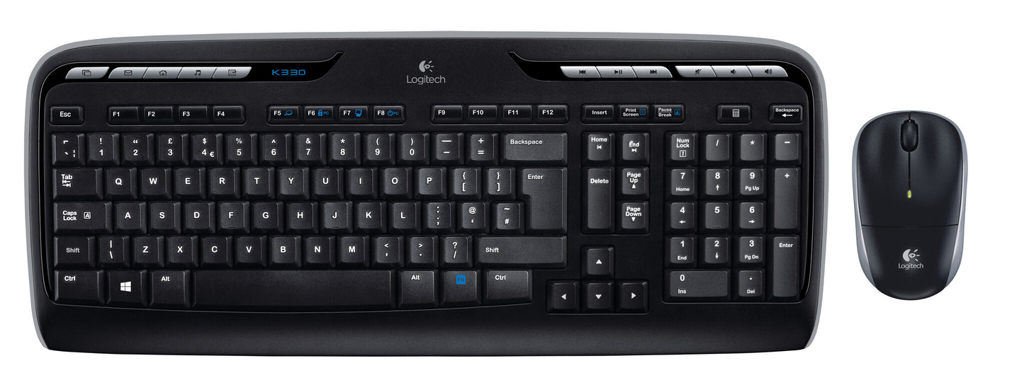 Logitech Wireless Combo MK330 tangentbord Mus inkluderad Kontor USB QWERTY Amerikanskt internationellt Svart