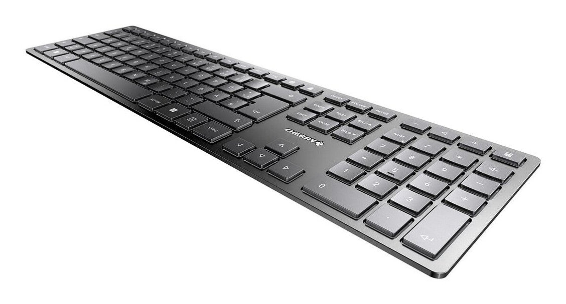 CHERRY KW 9100 SLIM tangentbord Universal Trådlös RF + Bluetooth QWERTY Portugisisk Svart, Grå