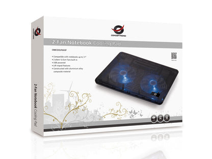 Conceptronic CNBCOOLPAD2F kylningsdynor för bärbara datorer 39,6 cm (15.6") Svart