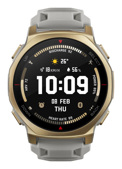 Amazfit T-rex 3 Pro 3,35 cm (1.32") AMOLED 44 mm Digital 466 x 466 pixlar Pekskärm Guld Wi-Fi GPS