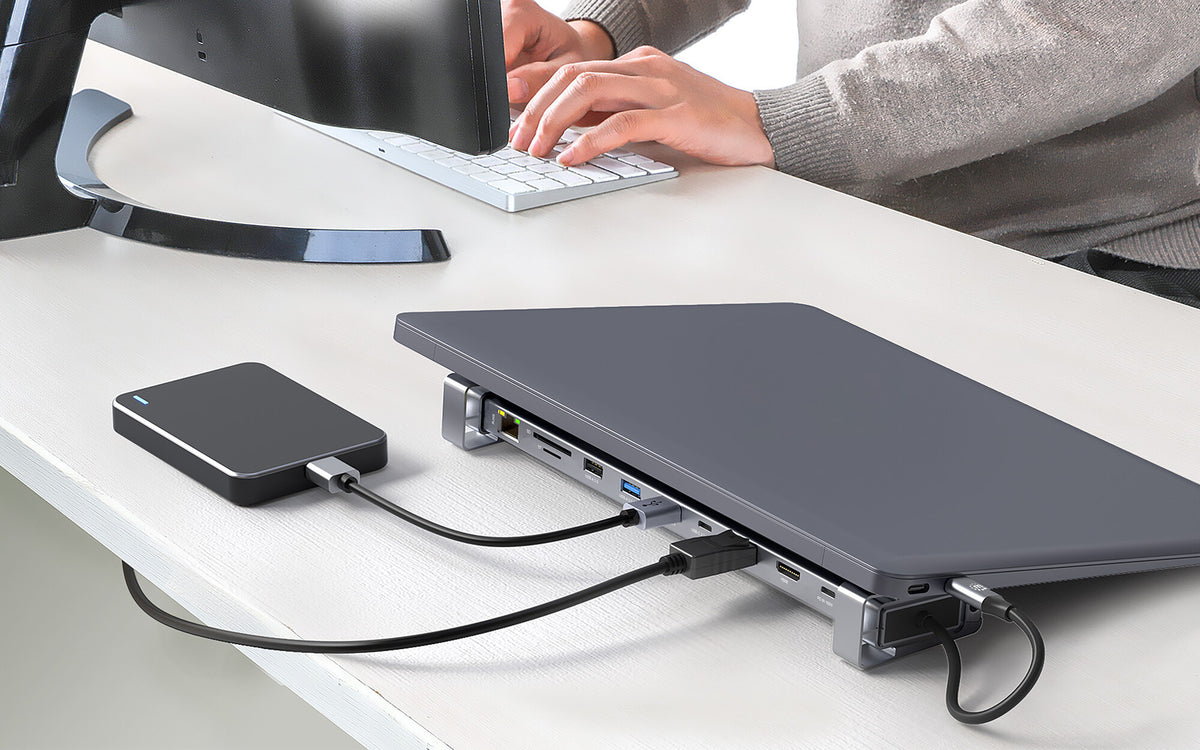 Manhattan 190398 dockningsstationer för bärbara datorer Kabel USB 3.2 Gen 1 (3.1 Gen 1) Type-C Grå