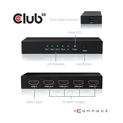 CLUB3D HDMI 2.0 UHD Splitter 4 Ports