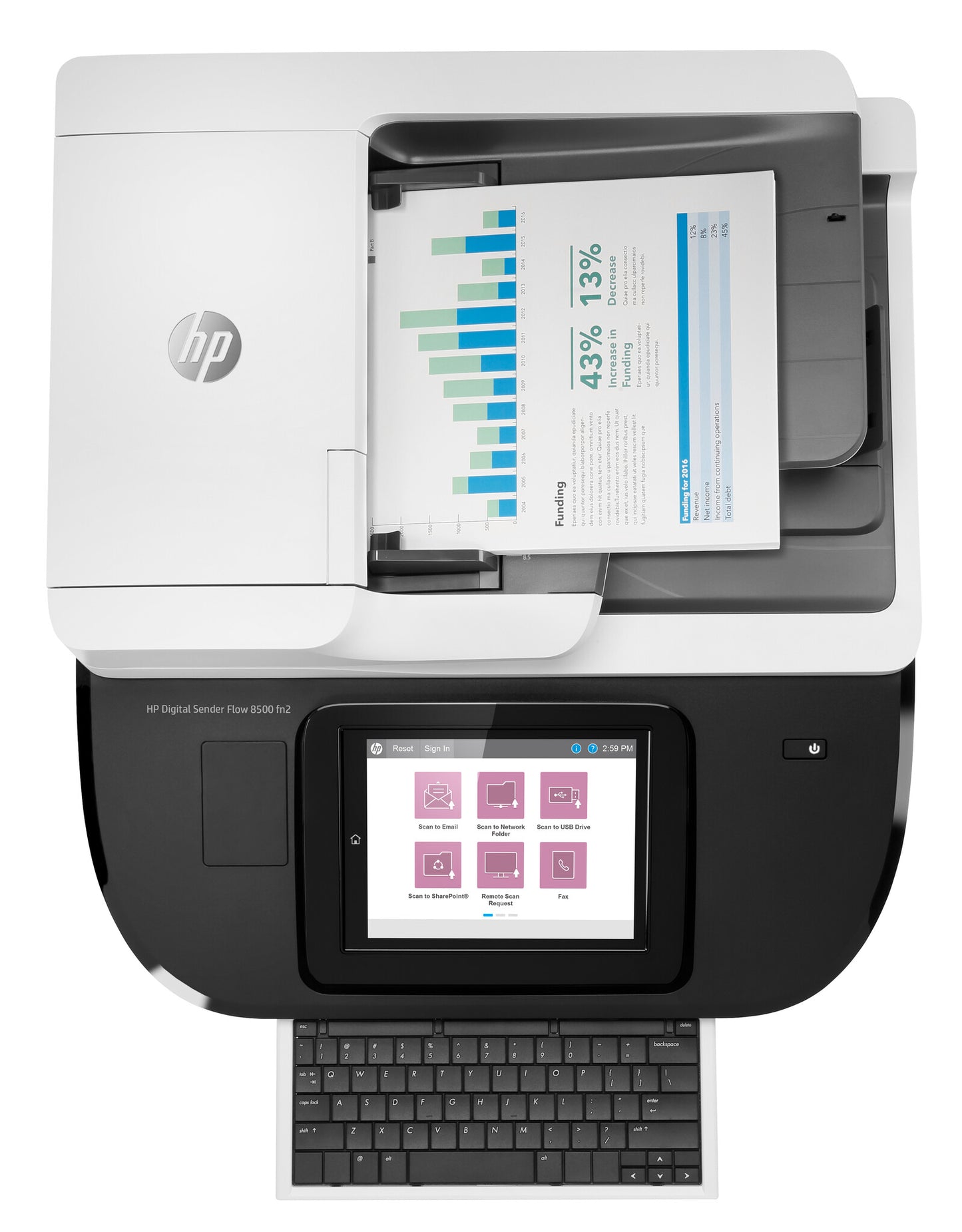 HP Digital Sender Flow 8500 fn2 Flatbädds- och ADF-scanner