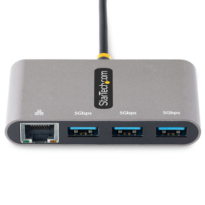 StarTech.com USB-C-hubb med 3 portar och Ethernet - 3x USB-A - Gigabit Ethernet - USB 3.0 5Gbps - bussdriven - 30 cm lång USB Type-C-värdkabel - GbE - Bärbar USB-C- till USB-A-hubb