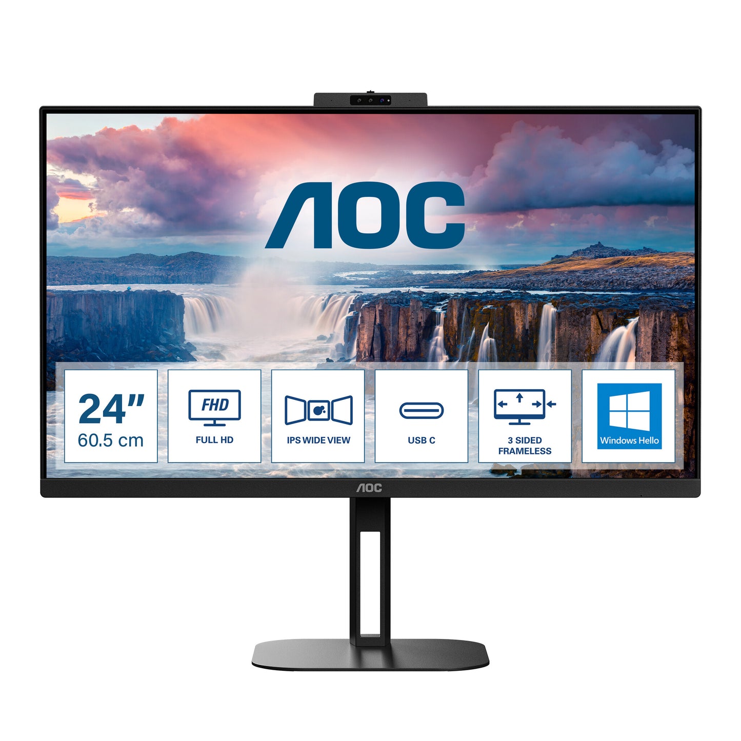 AOC V5 24V5CW/BK platta pc-skärmar 60,5 cm (23.8") 1920 x 1080 pixlar Full HD LED Svart