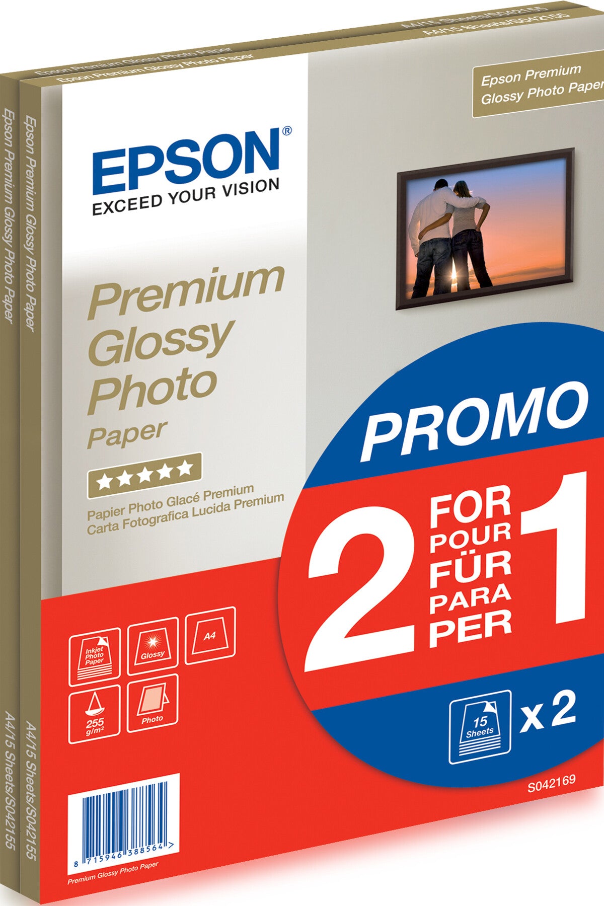 Epson Premium Glossy Photo Paper - A4 - 2x 15 Ark