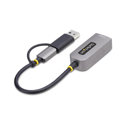 StarTech.com 2,5 GbE USB-C till Ethernet-adapter med USB-A-konverterare, NBASE-T NIC, USB 3.0 Type-C 2,5/1G-nätverk med flera hastigheter, Thunderbolt-kompatibel, Windows och Mac