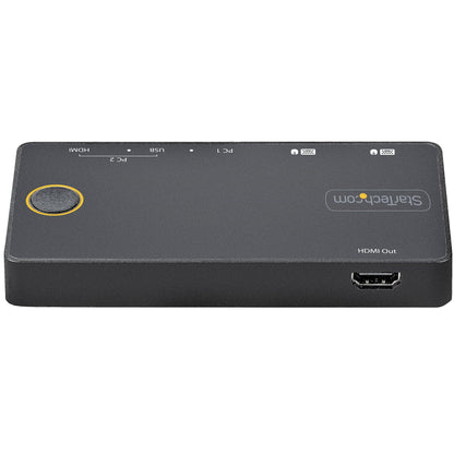 StarTech.com 2-ports hybrid USB-A + HDMI och USB-C KVM-switch - Enskild 4K 60 Hz HDMI 2.0-skärm - Kompakt HDMI KVM-switch för stationär/bärbar dator - USB-bussdriven - Thunderbolt 3-kompatibel