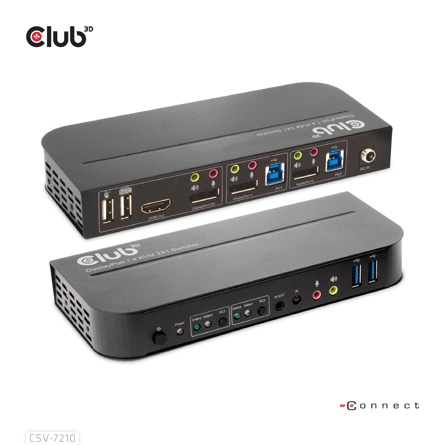 CLUB3D CSV-7210 KVM-switchar Svart