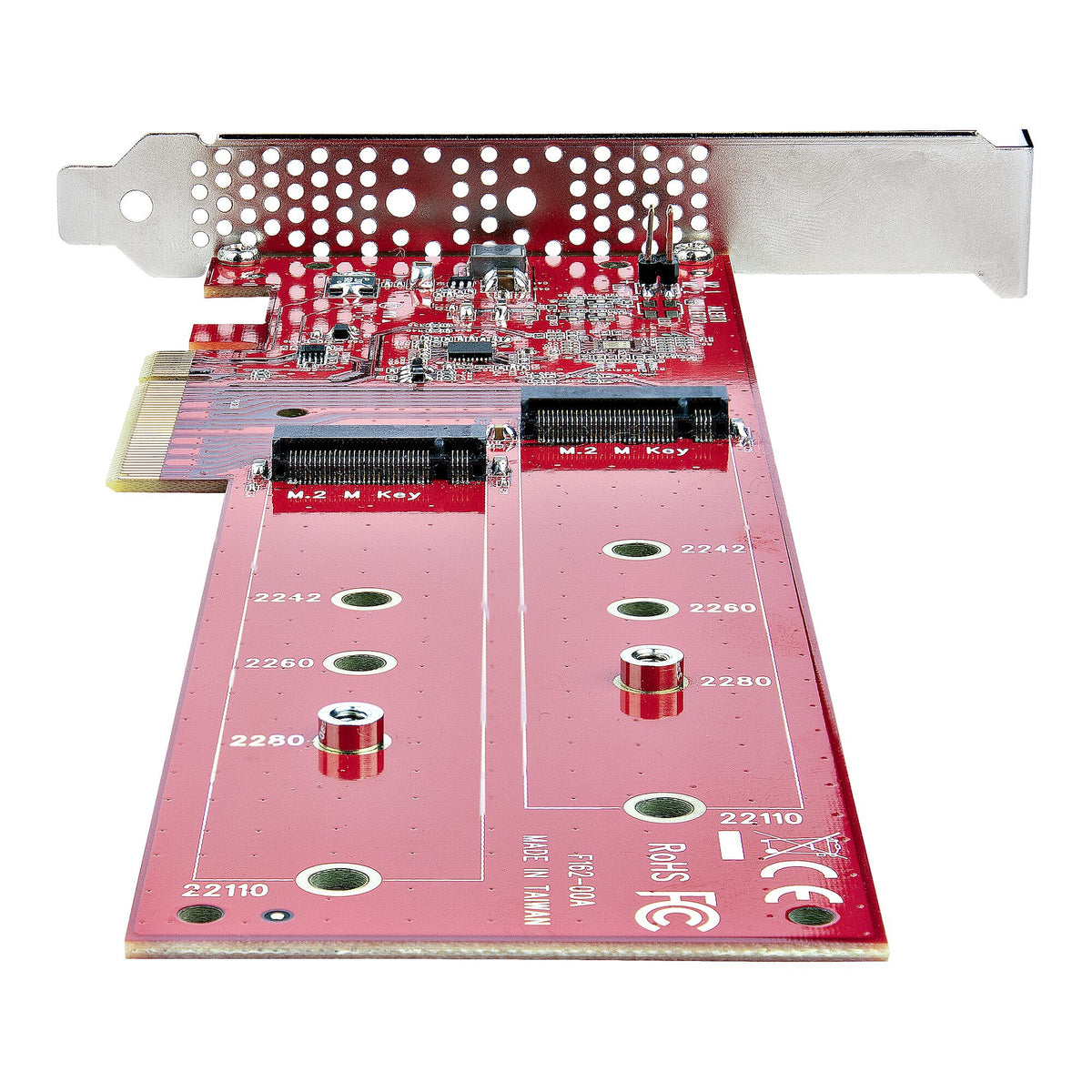 StarTech.com Dubbla M.2 PCIe SSD-adapterkort, PCIe x8/x16 till dubbla NVMe- eller AHCI M.2 SSD-diskar, PCI Express 4.0, 7,8 GBps/disk, bifurkation krävs - Windows-/Linux-kompatibel