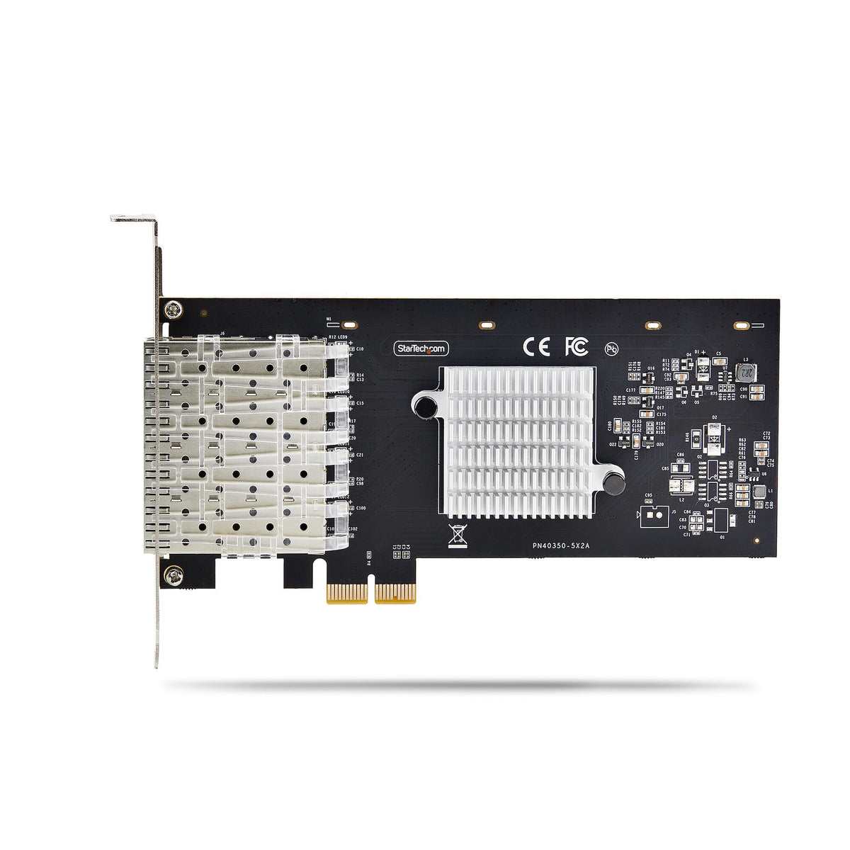 StarTech.com GbE SFP-nätverkskort med 4 portar, PCIe 2.0 x2 (kompatibelt med x4, x8, x16), Intel I350-AM4 4x 1 GbE-styrenhet, 1000BASE koppar/fiberoptisk, Gigabit Ethernet NIC med fyra portar för stationär dator/server - Windows och Linux