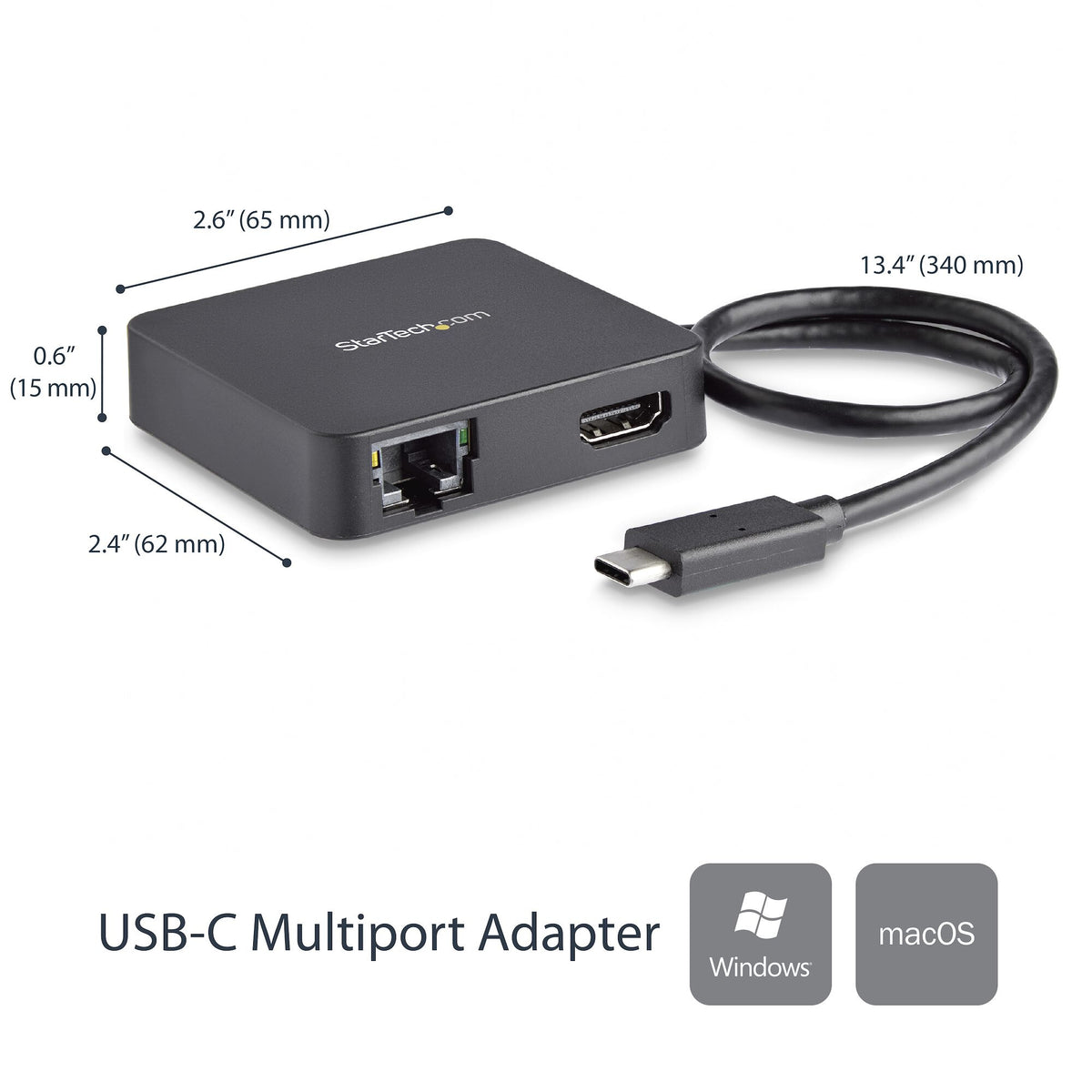 StarTech.com DKT30CHD dockningsstationer för bärbara datorer Kabel USB 3.2 Gen 1 (3.1 Gen 1) Type-C Svart