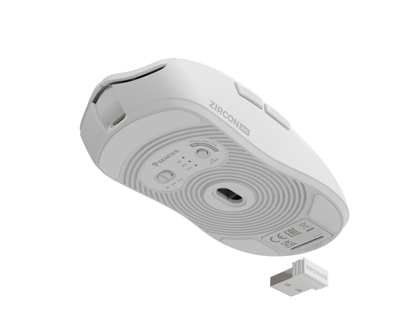 GENESIS Zircon 500 datormöss Spela högerhand RF Wireless + Bluetooth + USB Type-C Optisk 10000 DPI