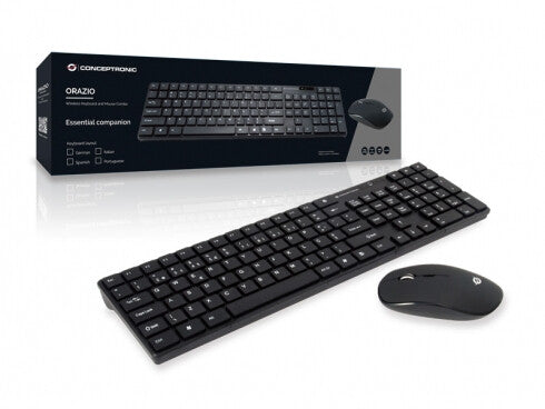 Conceptronic Orazio tangentbord Mus inkluderad Hem RF Trådlös AZERTY Portugisisk Svart