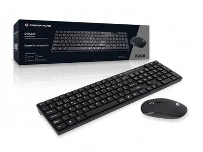 Conceptronic Orazio tangentbord Mus inkluderad Hem RF Trådlös AZERTY Portugisisk Svart